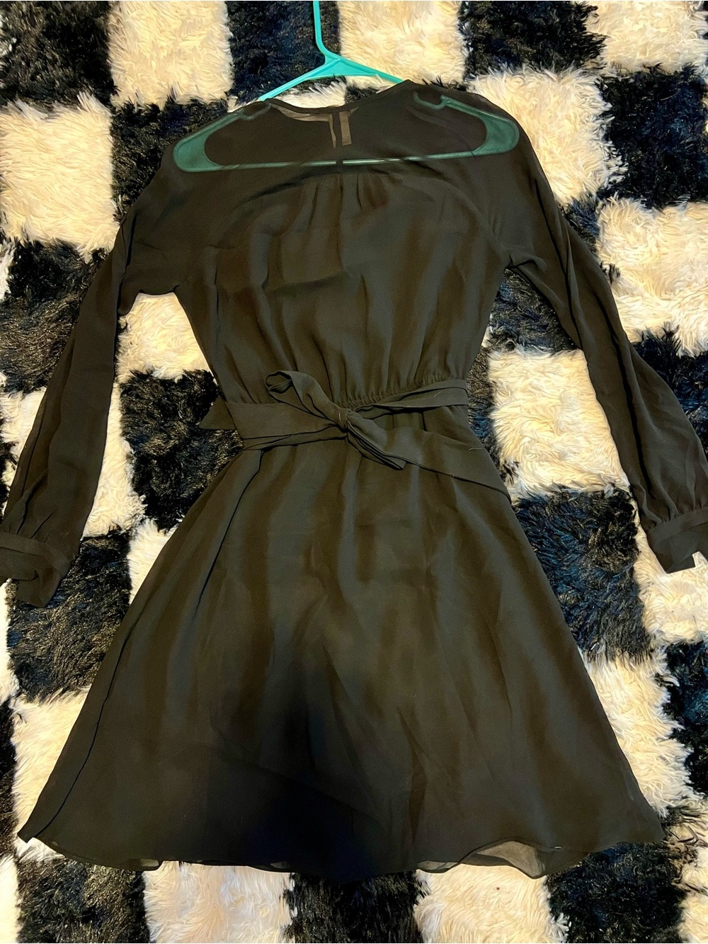 H&M Black Long-Sleeve Tie-Waist Dress